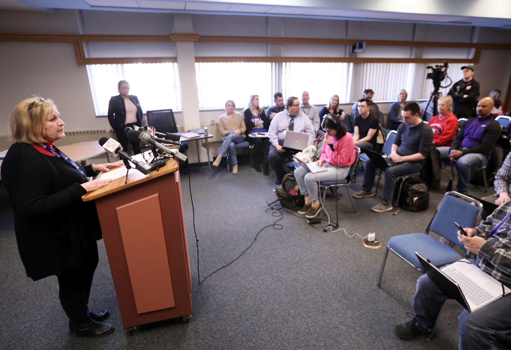 Talking to reporters